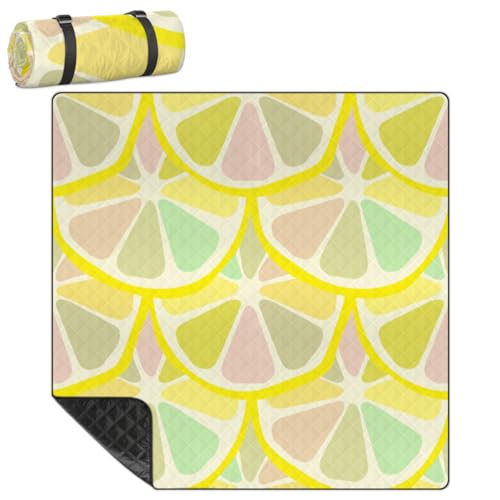 Shimoshe Extra Large Picnic Blankets 79”x 79”, Colorful Lemon Slices Waterproof Foldable Picnic Mat with Straps Portable Beach Blanket for Camping Park Grass Beach Indoor