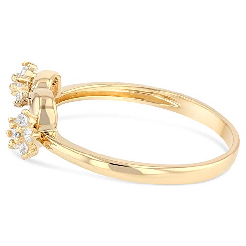 Ioka - 14K Solid Yellow Gold 15 Years Birthday Cz Heart Quinceanera Ring - Size 7 #TOP2