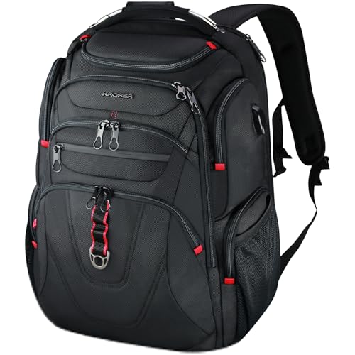 KROSER TSA Friendly Travel Laptop Backpack 17.3 inch XL Computer Backpack Water-Repellent College Daypack Business Backpack with RFID Pockets & USB Port for Men/Women-Black