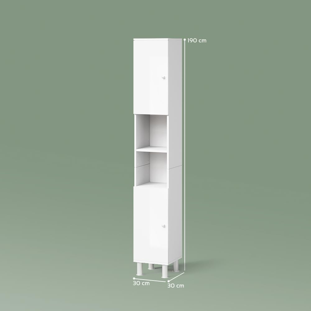 Livinity Meuble mi-Haut de Salle de Bain Fucino Blanc Brillant 30x190cm