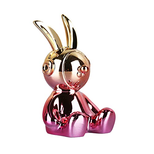 suruim Statues galvanoplastie pour petit animal - Décoration d'intérieur de style moderne - Ornements décoratifs dorés pour salon, chambre à coucher, bureau (lapin violet doré) Cover