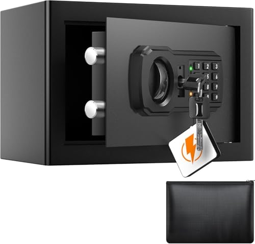 25L Safe Tresor Feuerfest für Zuhause, mit feuerfester Tasche, Digitaler Tresor mit Herausnehmbares Regal und Alarmanlage, Heimsafeschrank Aufbewahrung von Geld, Dokumente, Medikamenten