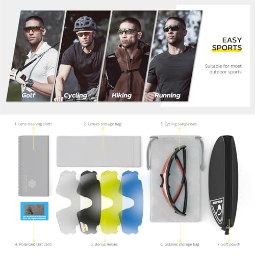 Image of Cycling Glasses, TR90 Unbreakable Frame Polarized Anti-UV400 Sports Sunglasses
