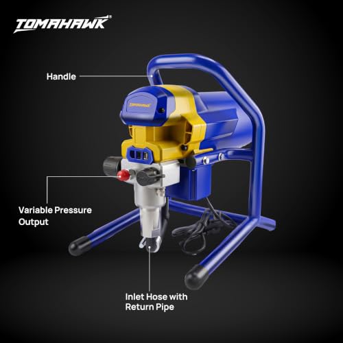 Image of TOMAHAWK APS-9470 1800W Airless Paint Sprayer Machine 3000 PSI High Pressure 2.0 L /Min Flow Rate 519 Multipurpose Nozzle 100% Copper Motor Supports Water & Oil Based Paint Professional Paint Sprayer