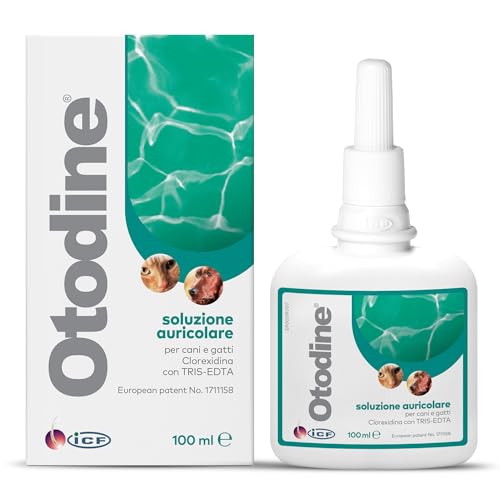 ICF | Otodine | Gocce per la Pulizia delle Orecchie di Cani e Gatti | Aiuta a ridurre l'accumulo di Cera, Lo scuotimento della Testa, Il disagio, l'odore dell'orecchio e i Graffi | 100 ml