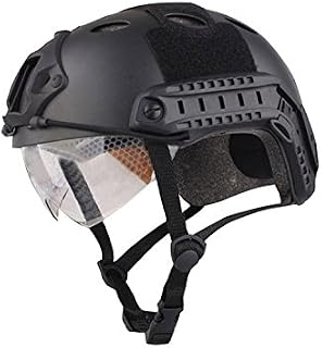 PJ Type - Casco táctico para airsoft, paintball, con gafas protectoras, color negro