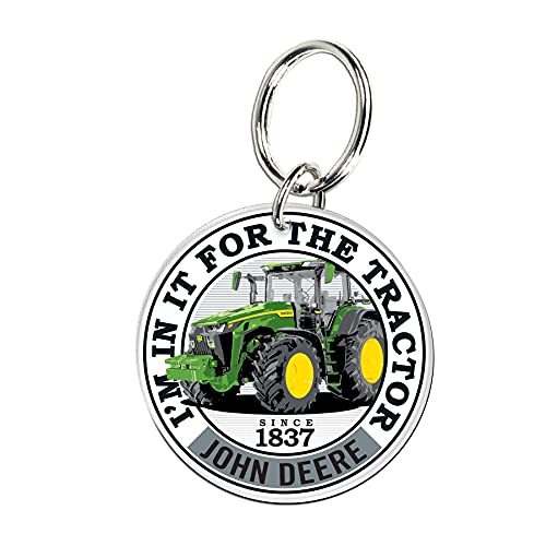 WinCraft Premium Acrylic Key Ring Black Back John Deere Tractor Round