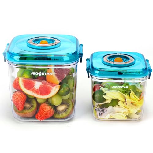 Listado de botes para envasar al vacio mas vendidos 4 Aigostar Recipientes para Envasar al Vacío, 1,3L + 2,6L, Material Duradero de Calidad Alimentaria, para Almacenamiento de Alimentos,...