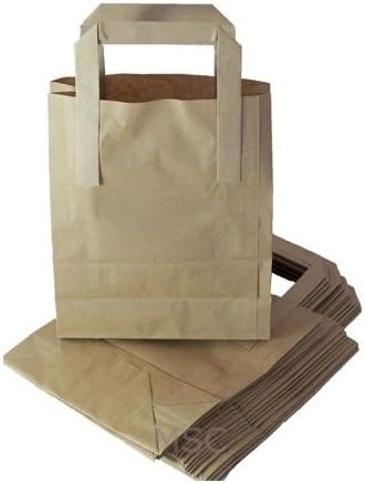 K-One Brown Kraft Craft Paper SOS Carrier Bags Choose Size and Quantity (25, Large 10"x5.5"x12.5" (WxDxH))