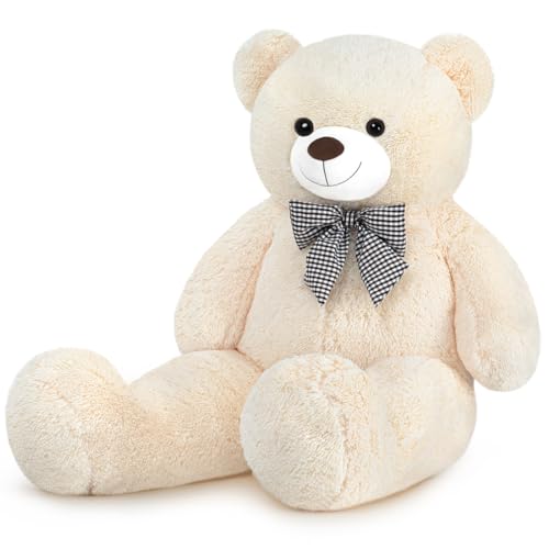 Sausudols XXL Giant Teddy Bear 47', Jumbo Plush Stuffed Animal, Soft Hugging Toy Gift for Kids, Valentine's Day, Christmas, Cream