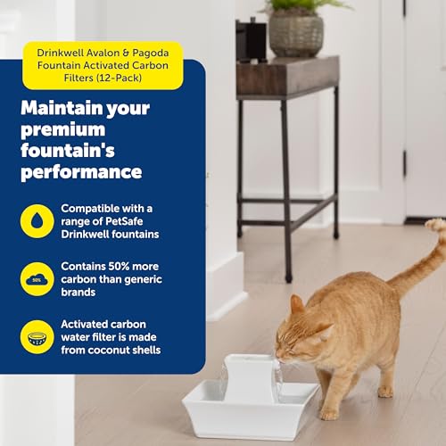 Image of PetSafe Drinkwell Pet Fountain Replacement Carbon Filters, 12 Filters | Certified Fit for Drinkwell Fountains, 50% More Carbon Than Generic Brands, 2-4 Weeks Filtration per Filter