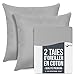 Taie Oreiller (Set of 2) - pour Oreillers 60 x 60 cm - Gris Jersey Coton, Dreamzie - 100% Coton - Housse de Coussin pour Le Lit - Protège Oreiller - Résistant et Hypoallergénique