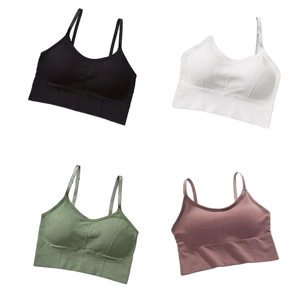 Tees4U Women's Polyester Wirefree Full Coverage Regular Wear Padded Bra Pack of 4 (L-E-10049_Multi) Multicolour