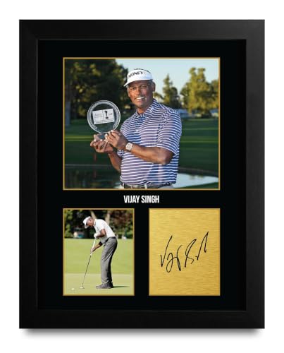 HWC Trading Vijay Singh Gifts Printed Signed Autograph Picture for Golf Memorabilia Fans US Letter Framed (ID-017072) - US Letter Framed (ID-017072)