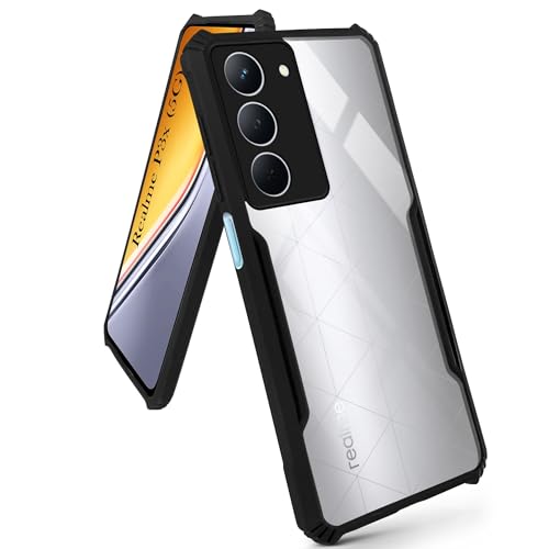Image of Jkobi Back Case Cover for Realme P3x (Shockproof with Polycarbonate Clear Panel | Professional Black)