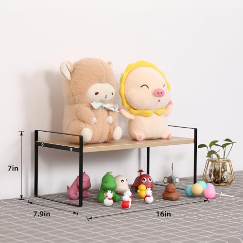 Image of YGYQZ Wood Office Desk Shelf Organizer - Desktop Supplies Cute Dresser Top Organization Storage Rack and Cubicle Decor Aesthetic Bookshelf for Women Man and Kids (Black Wood-Single Tier)
