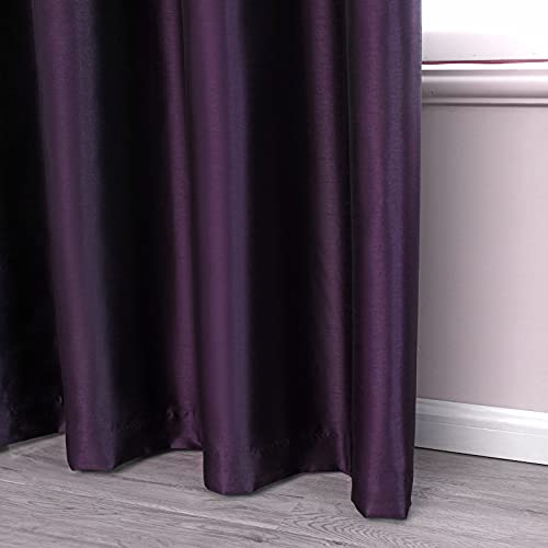 Image of GYROHOME Extra Long Curtains 120 Inch Long for Loft,Faux Silk Blackout Curtains Fully Lined Solid Window Treatment Drapes (2Panel,52x120inch,Purple)