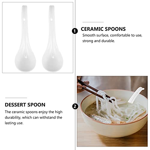Cabilock Colher de sopa de cerâmica, 2 peças, porcelana, macarrão, sopa, ramen, aperitivo, colher de