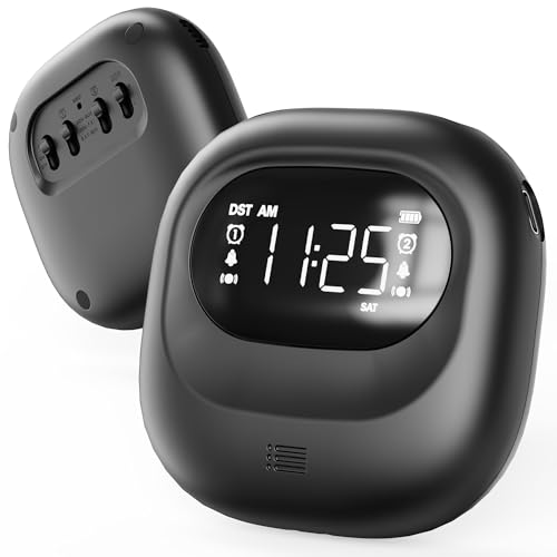 Reloj Despertador Vibratorio Digital para Personas Que Duermen Mucho y Adolescentes Sordos con Discapacidad Auditiva, Funciona con Pilas para Viajes o Uso Doméstico, 3 Niveles de Volumen, Alarma Doble