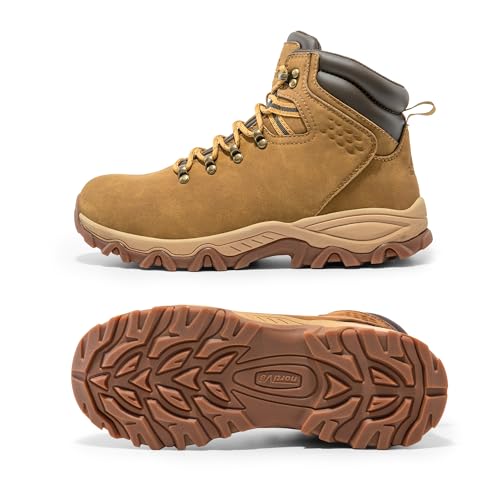 NORTIV 8 Mens Hiking Winter Snow Insulated Waterproof Outdoor Boots,Size 8,Camel,SNSB245M