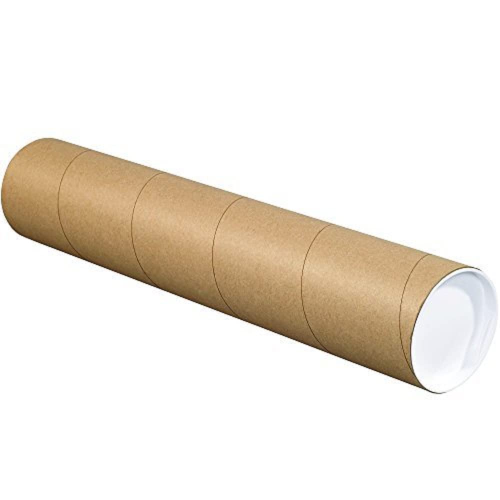 Tape Logic TLP4048K Mailing Tubes with Caps, 4" x 48", Kraft (Pack of 15)