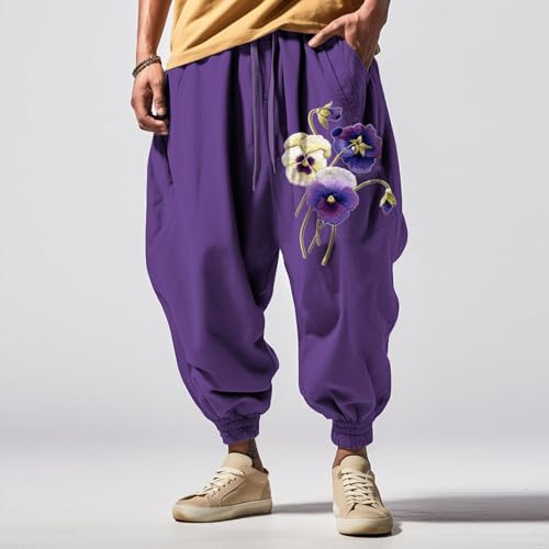 Mens Baggy Graphic Joggers Trendy Hippie Oversized Sweatpants Casual Elastic Waist Boho Japanese Yoga Harem Pants2