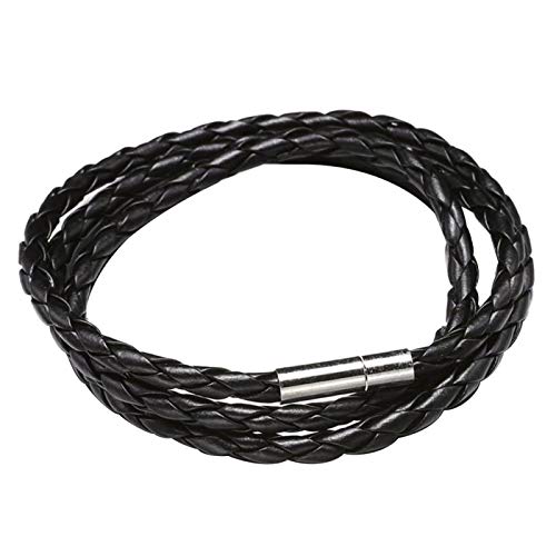 Vintage Men Multilayer Braided Leather Cuff Bangle Wristband Bracelet Gift for Women Men Girls Boys Black One Size