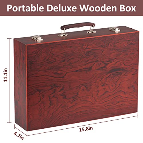 Popyola Art Supplies, 130 Piece Deluxe Art Kit For Beginners, Students, Artists And Hobbyists In A Portable Wooden Art Set Box With Acrylic Paints, Colored Pencils, Oil Pastels, Watercolor Cakes #TOP6