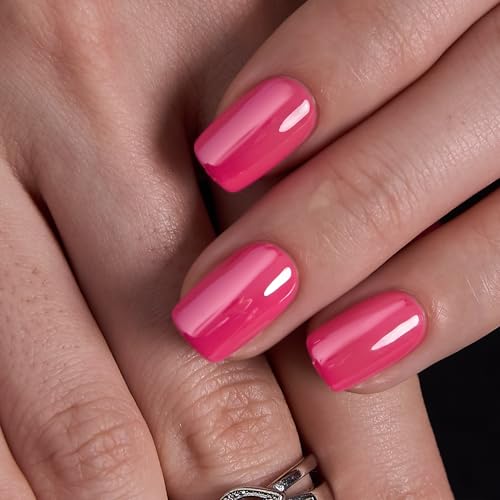 Image of CurvLife Soft Gel Square Press-On Nails Short, Reusable Fake Nails with Glue & Adhesive Tabs, 32PCS 16Size Salon-Quality Stick-On Nails for At-Home Manicure (Blush Mirror)
