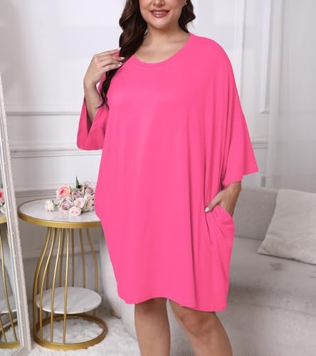 Plus Size Nightgowns for Women Oversized Sleep Shirts lounge dress with Pockets Short Sleeve Pajamas Fit S-5XL