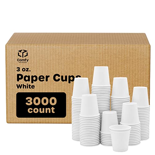 Comfy Package [Case Of 3,000 3 Oz. White Paper Cups Small Disposable Bathroom, Espresso, Mouthwash Cups #TOP10