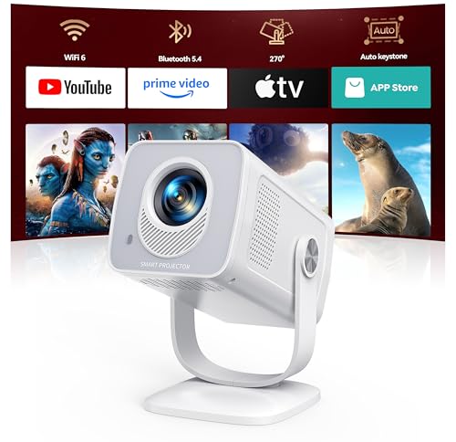Mini Projecteur 4K【App Intégrée & Auto Keystone】Android 14, Videoprojecteur Portable WiFi6 Bluetooth 5.4 avec Rotation 270°, TOPTRO Mini Video Projecteur Portable 1080P FHD Home Cinéma/Extérieur Zoom