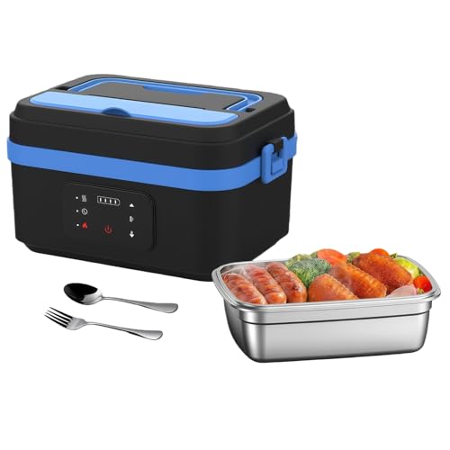 Quxxuol �d�M�ٓ��� �ۉ��ٓ��� �|�[�^�u���d�C�����`�{�b�N�X �����`�W���[�d�C���M �莞�\�� �����s�v 1L��e�� USB���d 304�X�e�����X ���� �o�� ���s �Ɩ��p (1L,�u���b�N+�u���[)