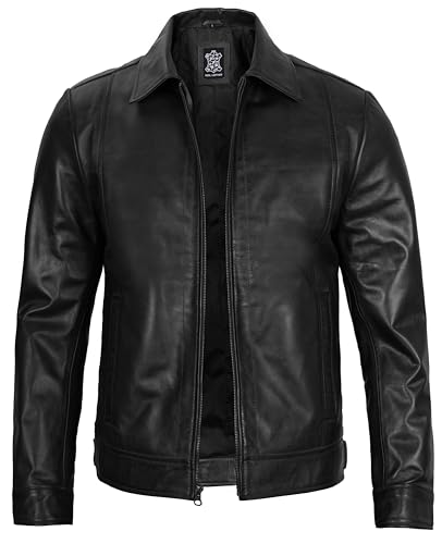fjackets Mens Brown Leather Jacket - Real Leather Jackets For Men - Shirt Collar Style Leather Jacket Men2