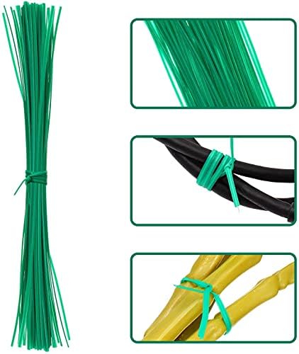 Voarge 200 Pieces 10 cm Wire Twist Flexible Garden Plant Ties, Nose Clips Nose Bridge Bracket DIY Wire, Twist Tie Green Plant Soft Ties Plastic Coated Support Wire Multipurpose Cable Organizer(Green)