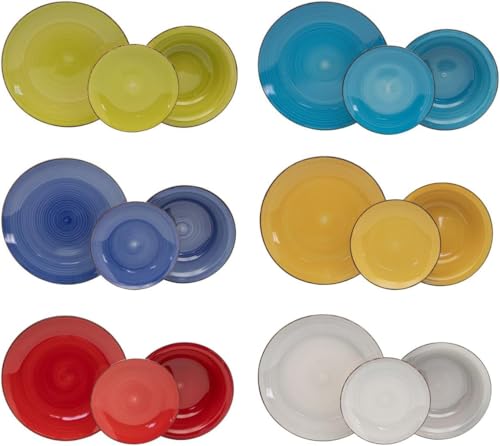 Servizio Piatti per 6 Persone in stoneware 18 pezzi per Lavastoviglie e microonde modello (positano)