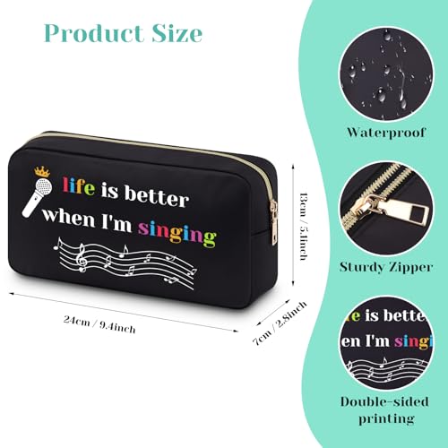 Music Lovers Gift for Women Cosmetic Bag Singing Lover Gift Singer Gifts Makeup Bag Singing Music Lover Gift for Friend Women Sister Daughter Mom Christmas Birthday Graduation Gift Travel Pouch - Image 2