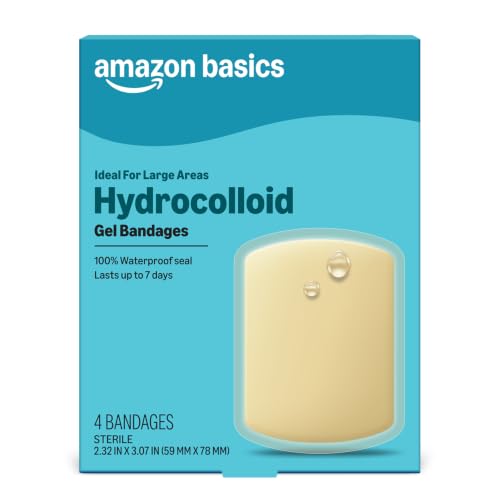 Image of Amazon Basics Hydrocolloid Gel Bandages, Large Wound Dressing 4 Count