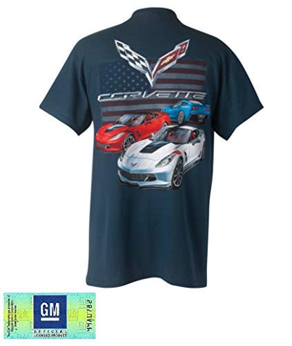 C7 Grand Sport USA Flag T-Shirt for Corvette - Blue (XX-Large)