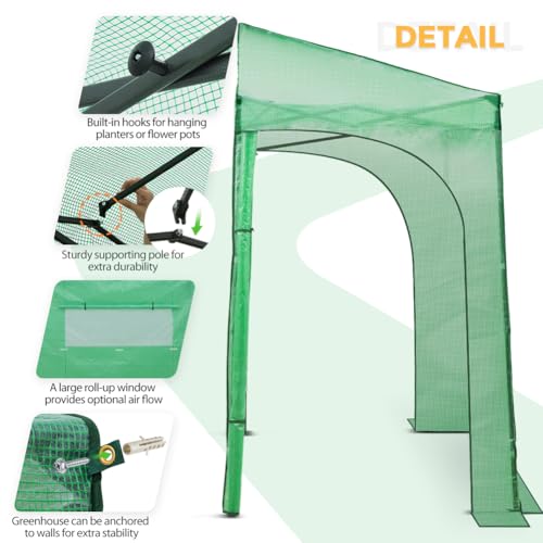 Image of EAGLE PEAK 10x5 Easy Setup Pop Up Greenhouse, Lean-to Design, Clear /Green