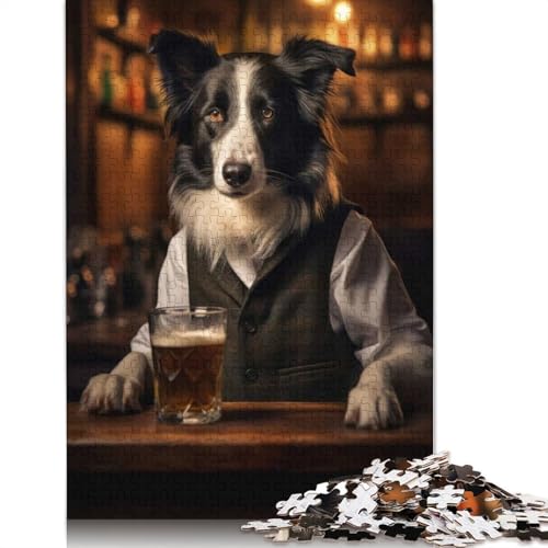Puzzle en Bois 1000 pièces pour Adultes, Chien Collie dans Le pub, Puzzle pour Enfants, Jeux en Famille, Cadeaux de Noël, 1000 pièces (75 x 50 cm)
