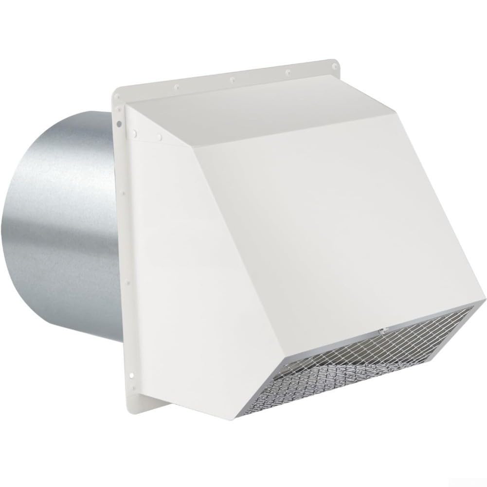 Hotte murale blanche en acier galvanisé avec clapet automatique