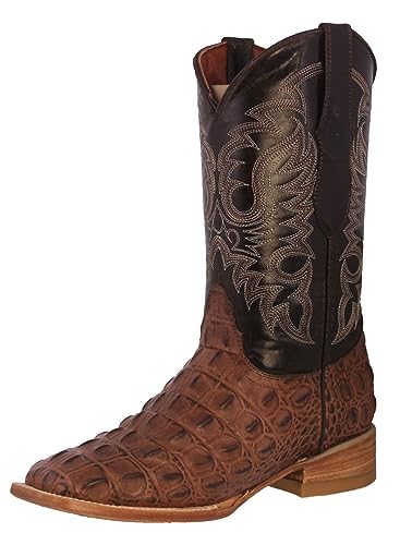 Texas Legacy Mens Brown Western Leather Cowboy Boots Crocodile Back Print Square2