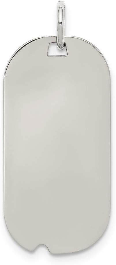 925 Sterling Silver Polished Engravable Engraveable Animal Pet Dog Tag Disc Charm Pendant Necklace Measures 30x13mm Wide 0.69mm Thick Jewelry Gifts for Women