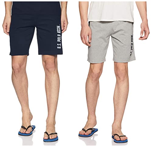 Image of U.S. POLO ASSN. Men Shorts (Grey Melange, Navy)