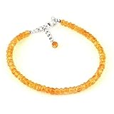 Sylph Gems 925 Sterling Silber natürliche Citrin Edelstein facettiertes Rondelle Perlen armband für Frauen | 6 Zoll handgemachtes Designer zierliches Chakra Heilarmband für Sternzeichen
