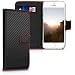 Produktbild kwmobile Apple iPhone SE / 5 / 5S Hülle - Kunstleder Wallet Case für Apple iPhone SE / 5 / 5S mit Kartenfächern und Stand - Carbon Design Schwarz Rot