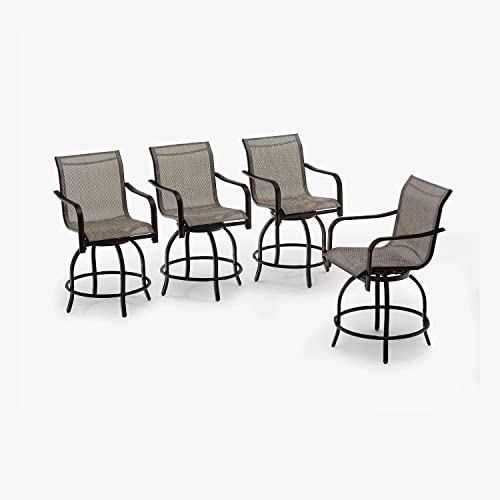 Vicllax Outdoor Bar Height Stools Set Of 4, All Weather Patio Metal Swivel Bar Chairs With Extra Wide Seats For Dining In The Backyard, Light Gray #TOP19