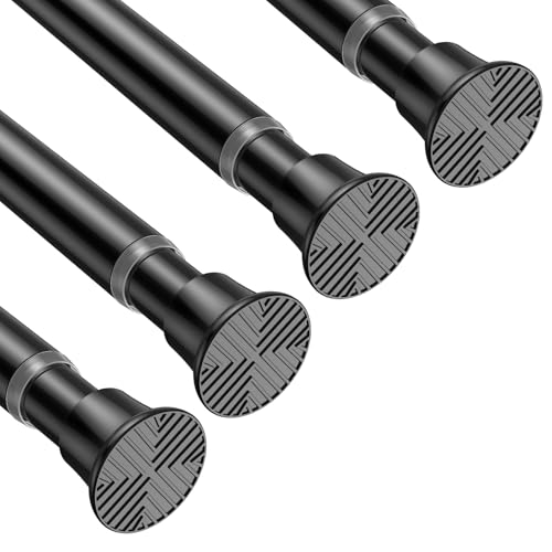 Image of MEXAU Black Tension Curtain Rods18 to 36 In,Small Curtain Rods No Drilling | Short Tension Rod,Adjustable Spring Rod for Windows,Door,Closet,Kitchen,4 Pack,Spring Tension Curtain Rods Small