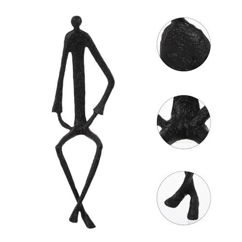 Sculpture abstraite fer noir assise objet décoration salon table basse moderne - 8